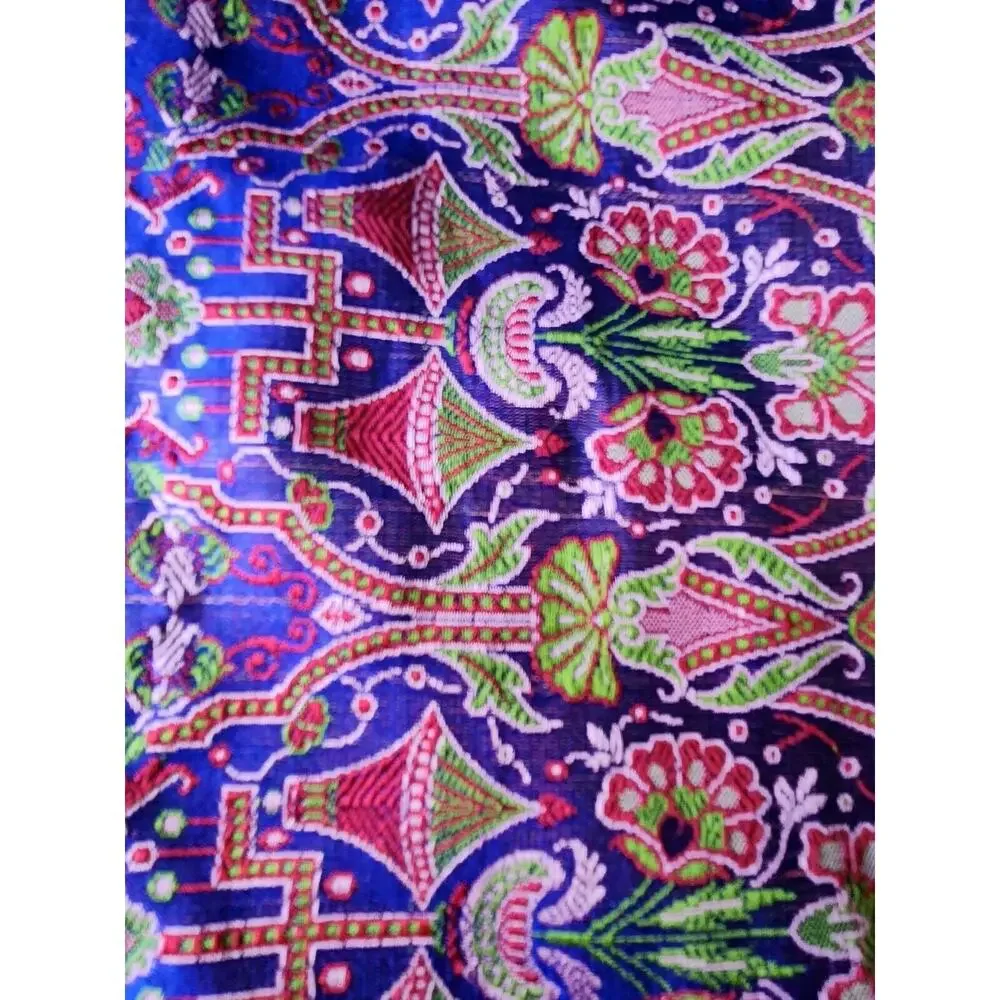 Unbranded Oversized Multicolor Silk Brocade Shawl Wrap W/ Fringes 44 X 72 Inches